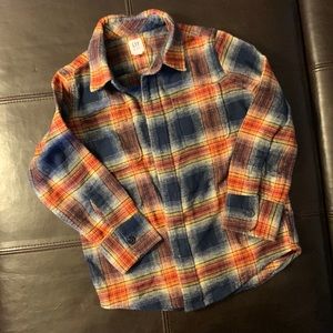 Gap kids orange and blue plaid button down